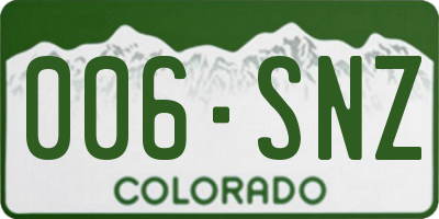 CO license plate 006SNZ