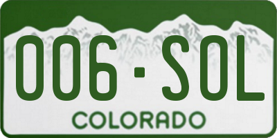 CO license plate 006SOL