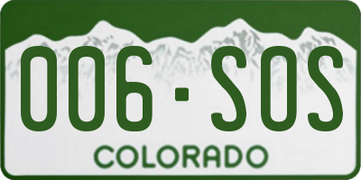 CO license plate 006SOS