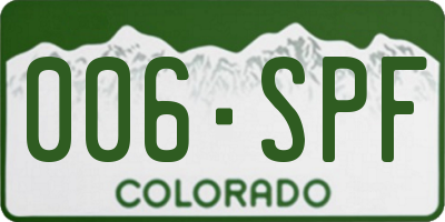 CO license plate 006SPF