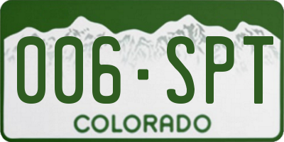 CO license plate 006SPT