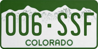 CO license plate 006SSF