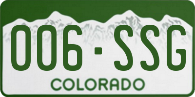 CO license plate 006SSG