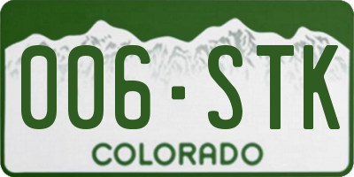 CO license plate 006STK