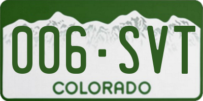 CO license plate 006SVT