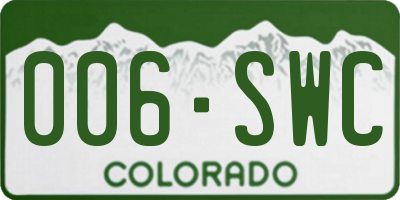 CO license plate 006SWC