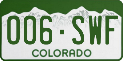 CO license plate 006SWF