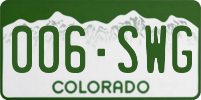 CO license plate 006SWG