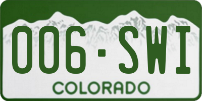 CO license plate 006SWI