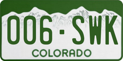 CO license plate 006SWK