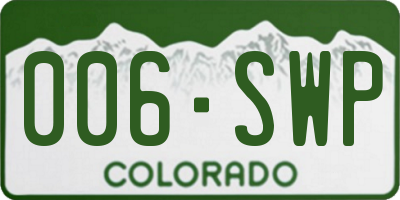 CO license plate 006SWP