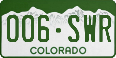 CO license plate 006SWR