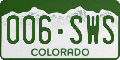 CO license plate 006SWS