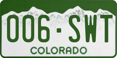 CO license plate 006SWT