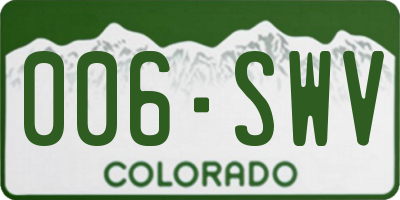 CO license plate 006SWV