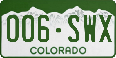 CO license plate 006SWX