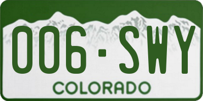 CO license plate 006SWY