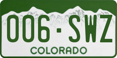 CO license plate 006SWZ