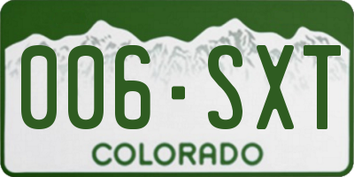 CO license plate 006SXT