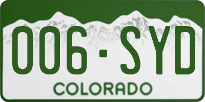 CO license plate 006SYD