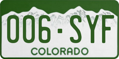 CO license plate 006SYF