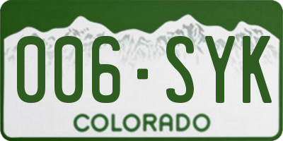 CO license plate 006SYK