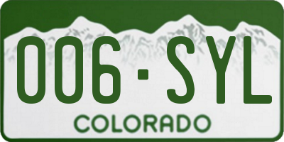 CO license plate 006SYL