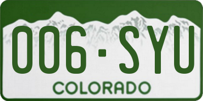CO license plate 006SYU