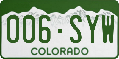CO license plate 006SYW