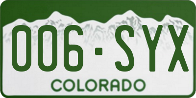 CO license plate 006SYX
