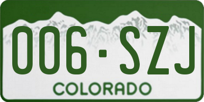 CO license plate 006SZJ