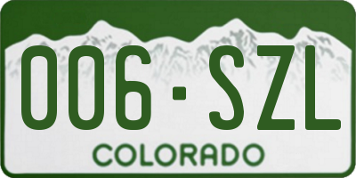 CO license plate 006SZL
