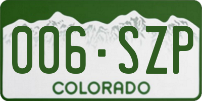 CO license plate 006SZP