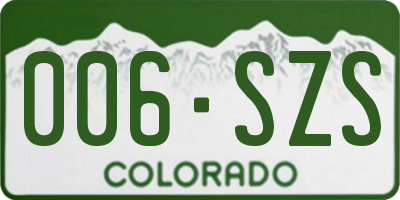 CO license plate 006SZS