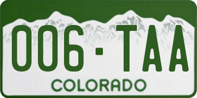 CO license plate 006TAA