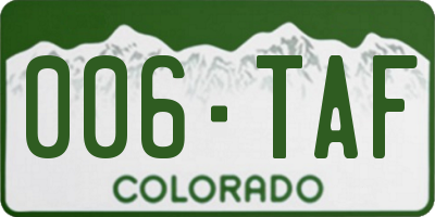 CO license plate 006TAF