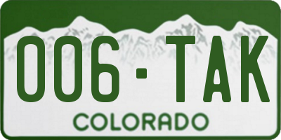 CO license plate 006TAK