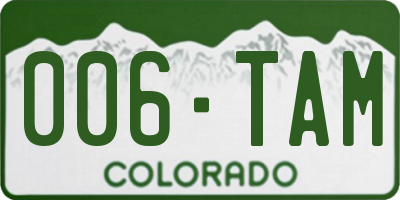 CO license plate 006TAM