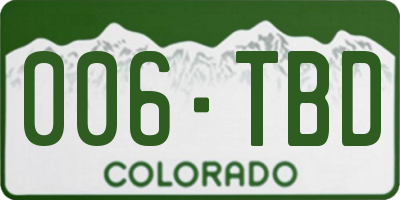 CO license plate 006TBD