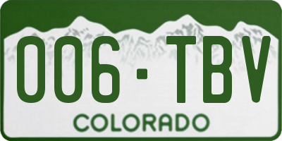 CO license plate 006TBV