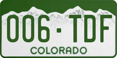 CO license plate 006TDF