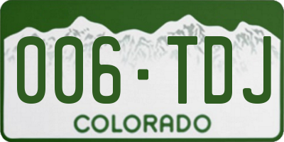 CO license plate 006TDJ