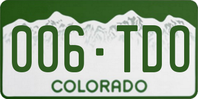 CO license plate 006TDO