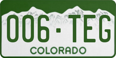 CO license plate 006TEG