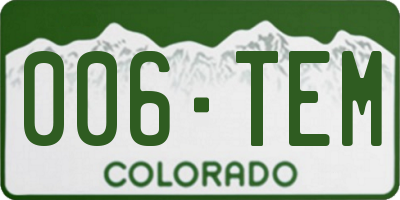 CO license plate 006TEM