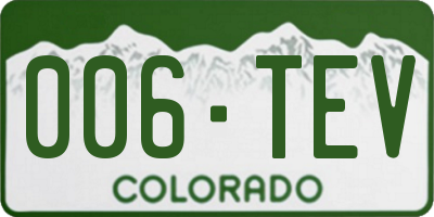 CO license plate 006TEV