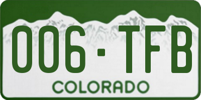 CO license plate 006TFB