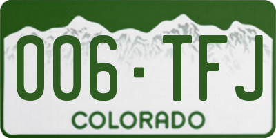 CO license plate 006TFJ