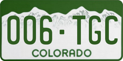 CO license plate 006TGC