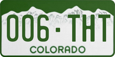 CO license plate 006THT